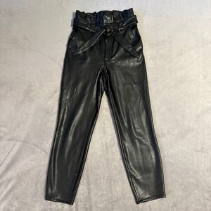 Abercrombie & Fitch Womens Black Small Paperbag 90's Straight Faux Leather Pants